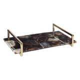 Orsina Agate Tray with Gold Handles, Perfect for Serving or Decorative Display