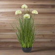 Artificial Allium Plant in Stylish Pot by Shades 4 Seasons WHITE PLASTIC Shades 4 Seasons