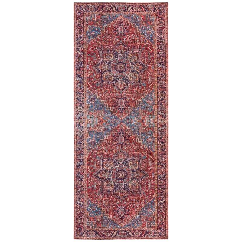 Traditional Amata Rug in Rich Red and Blue Patterns, Perfect for Enhancing Home Decor