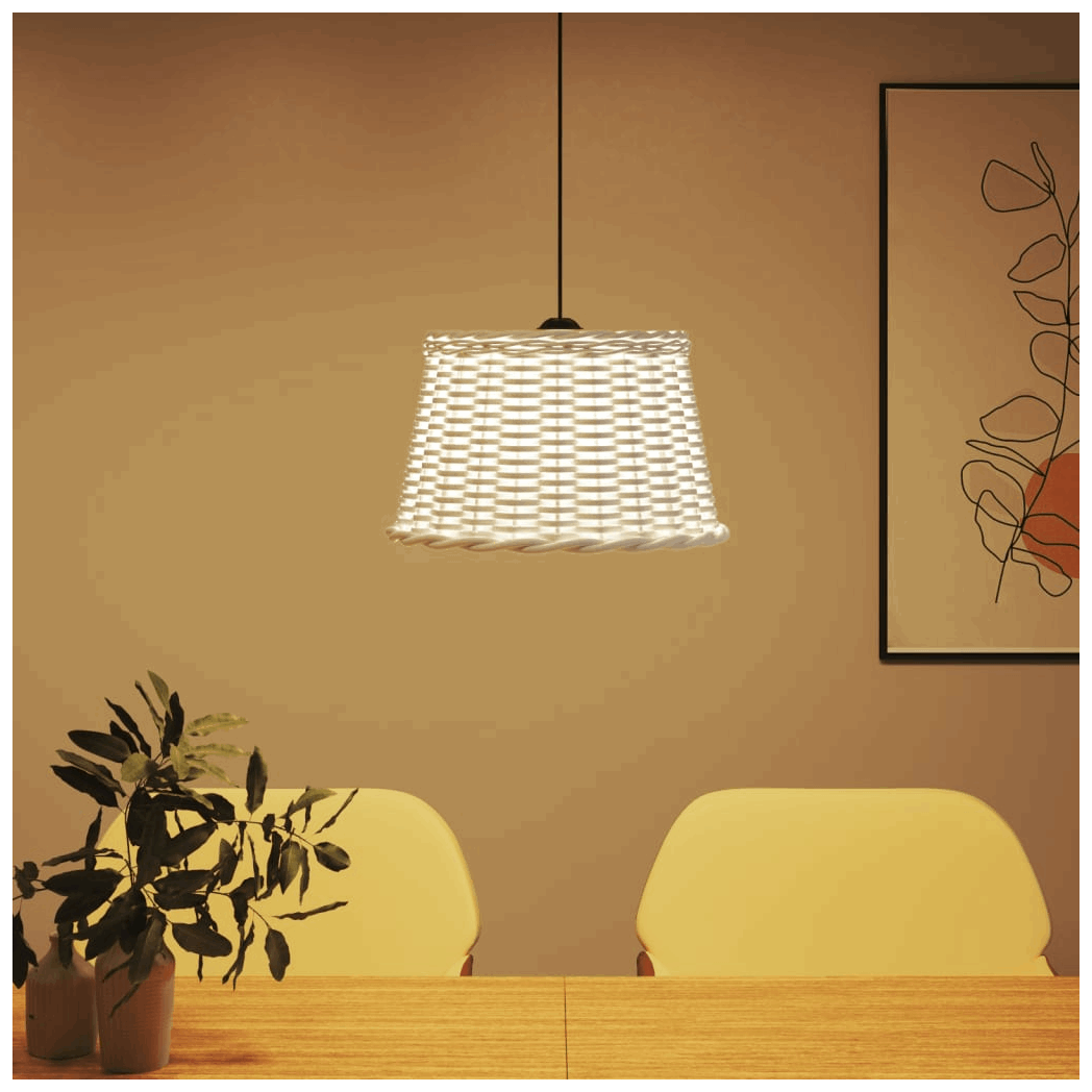 vidaXL White Woven Lampshade for Modern Pendant Lighting in a Cozy Dining Room Setting