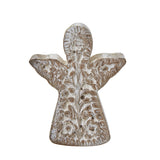 Rustic Angel Decoration with Intricate Carving for Charming Christmas Room Decor