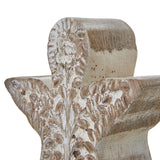 Rustic Angel Decoration in Wood with Intricate Floral Carvings for Festive Room Decor