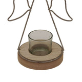 Angel Tealight Candle Holder with Wooden Base for a Festive Christmas Decoration