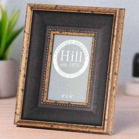 Black Gold Beaded 4X6 Antique Photo Frame BLACK WOOD Shades 4 Seasons