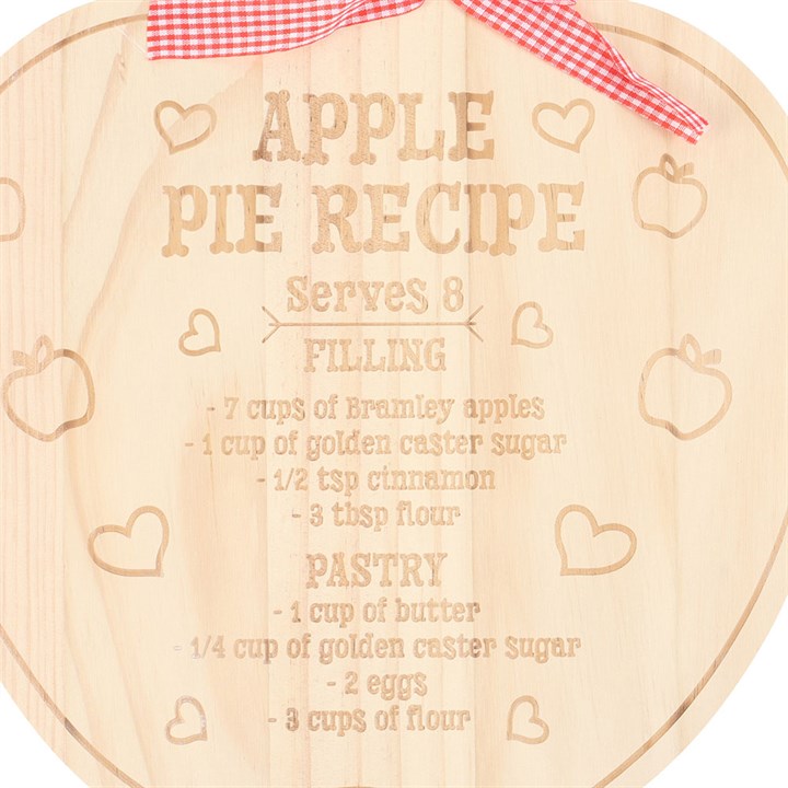 Wooden Apple-Shaped Serving Board with Recipe Design N/A