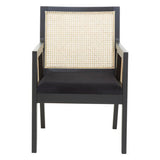 Orsina Arm Chair featuring a stylish black frame and woven back for modern interiors