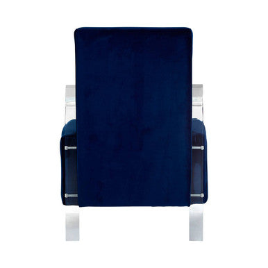 Orsina Navy Blue Armchair with Clear Acrylic Legs for a Modern Accent