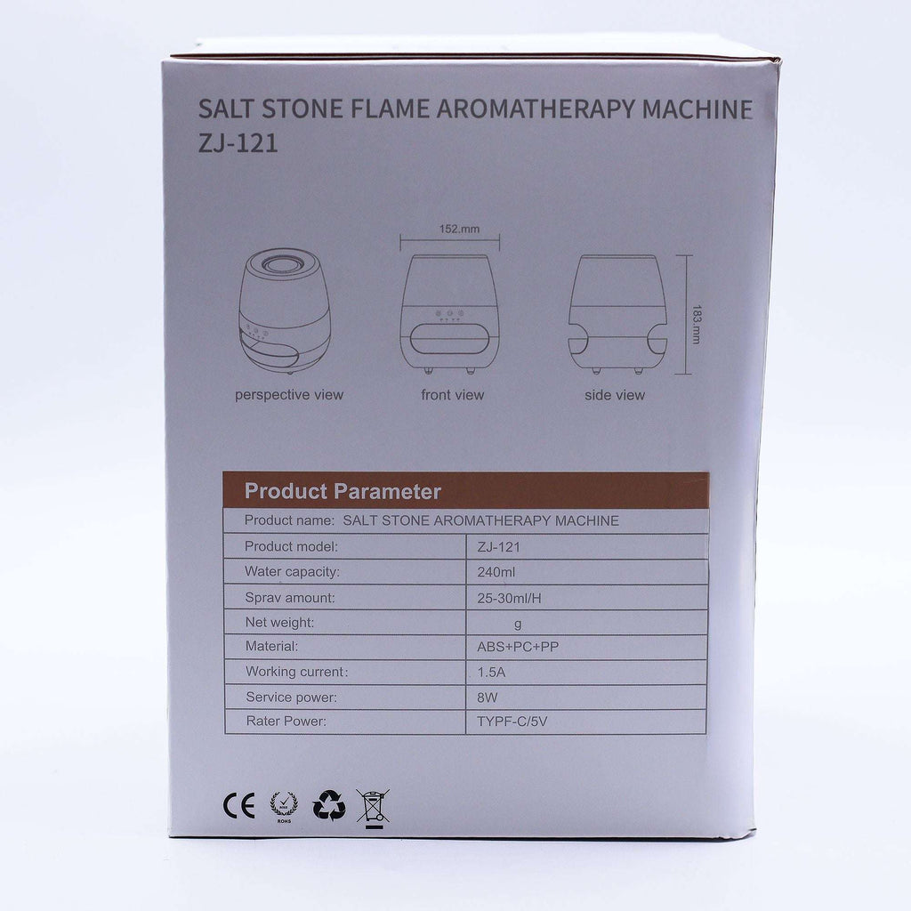 Salt Stone Flame Effect Aroma Diffuser - White USB - Colour Change and Timer AW-Dropship