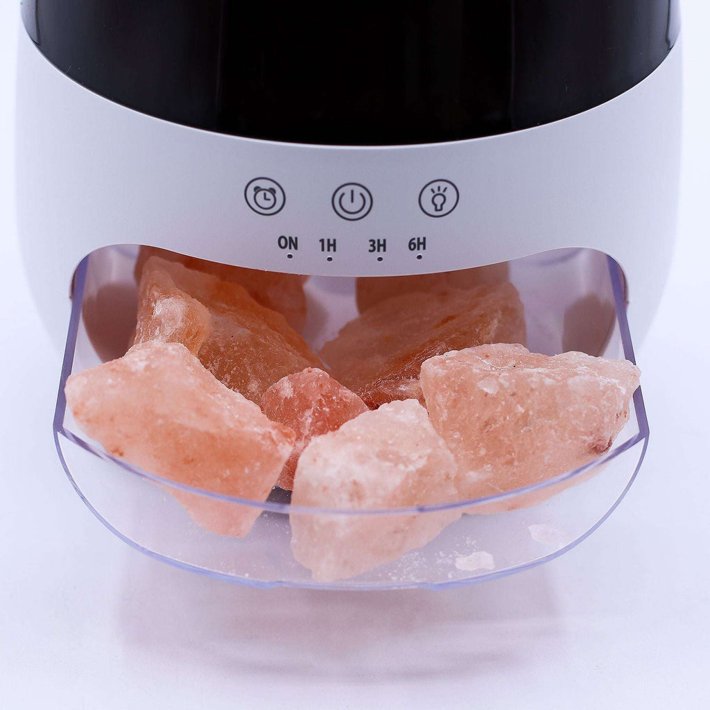 Salt Stone Flame Effect Aroma Diffuser - White USB - Colour Change and Timer AW-Dropship