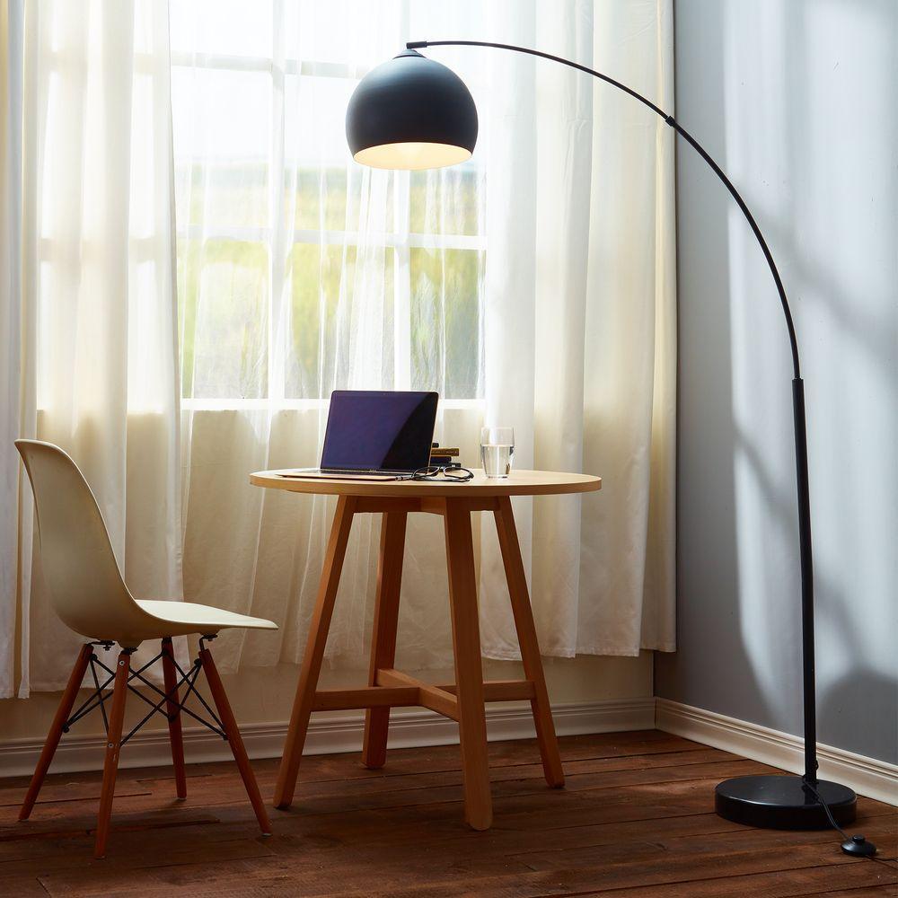 Arquer Arc Curved LED Floor Lamp & Shade, Modern Lighting, Black Teamson Home