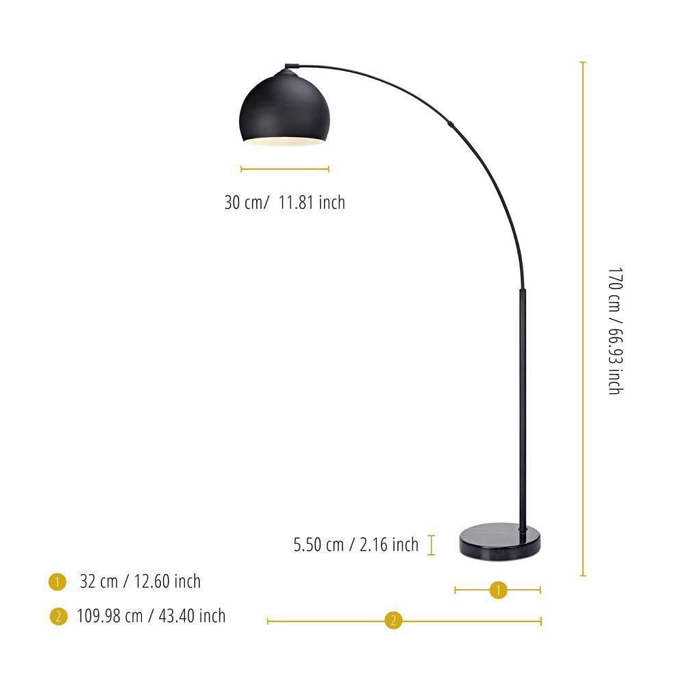 Arquer Arc Curved LED Floor Lamp & Shade, Modern Lighting, Black Teamson Home