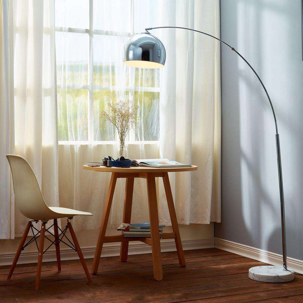 Arquer Arc Curved LED Floor Lamp & Shade, Modern Lighting, Chrome Teamson Home