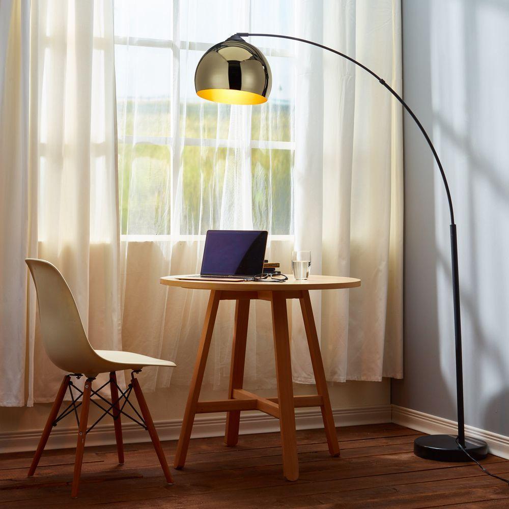 Arquer LED Standard Arc Curved Floor Lamp, Modern Lighting, Gold Teamson Home