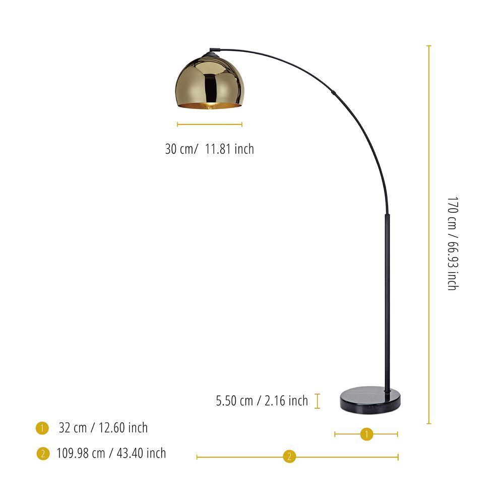 Arquer LED Standard Arc Curved Floor Lamp, Modern Lighting, Gold Teamson Home