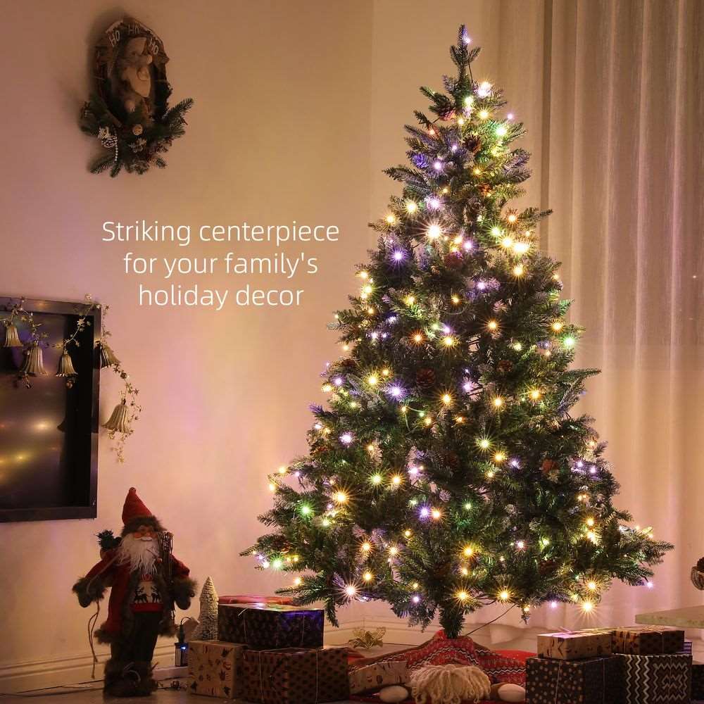 HOMCOM 6 Ft Artificial LED Christmas Tree with Metal Base, Hinged Branches HOMCOM