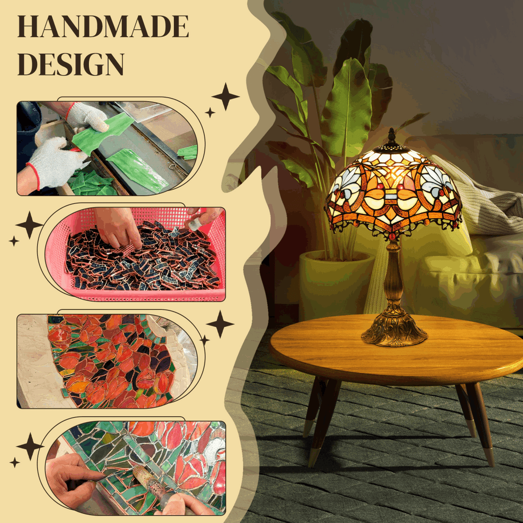 HOMCOM Antique Table Lamp, for Bedroom Bedside, Bulb not Included, Sunflower HOMCOM