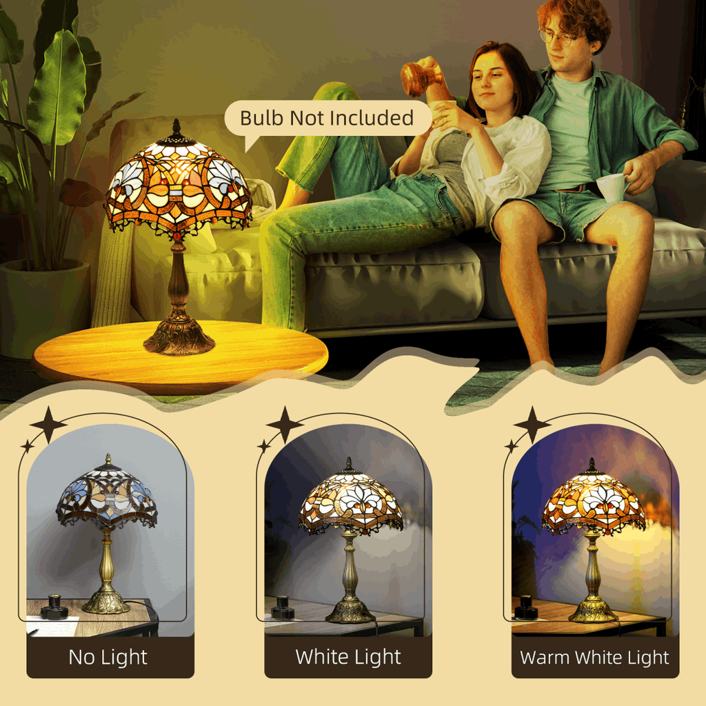 HOMCOM Antique Table Lamp, for Bedroom Bedside, Bulb not Included, Sunflower HOMCOM