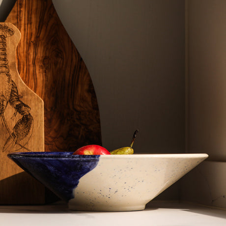 Selbrae House Serving Bowl with Blue and Cream Speckled Design, Ideal for Fruits and Salads