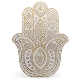 Mango Wood Hamsa Wall Plaque - Whitewash Shades 4 Seasons