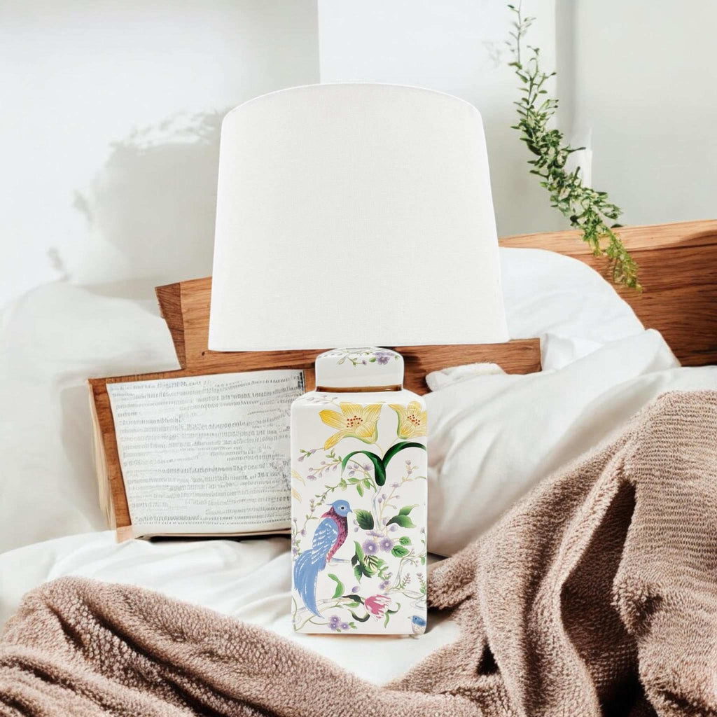 MSL Hand-Painted Bird Floral Ceramic Table Lamp MSL