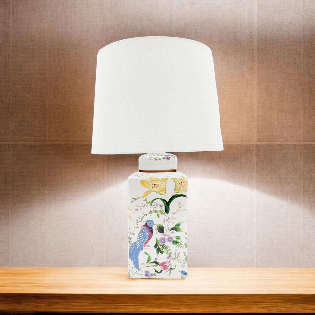 MSL Hand-Painted Bird Floral Ceramic Table Lamp MSL