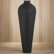 Matt Black Large Hammered Vase With Lid BLACK METAL Shades 4 Seasons