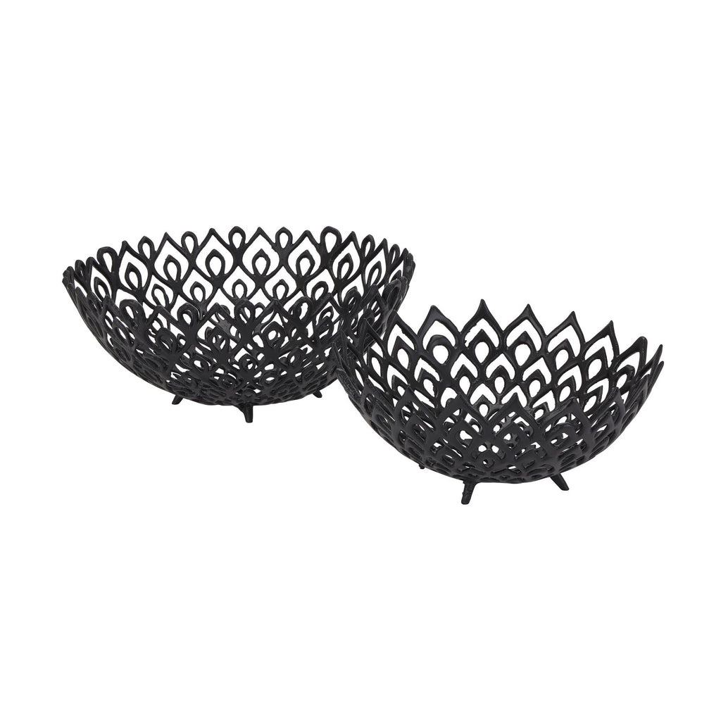 Shades 4 Seasons Lattice Bowl - Black Metal Centerpiece Shades 4 Seasons