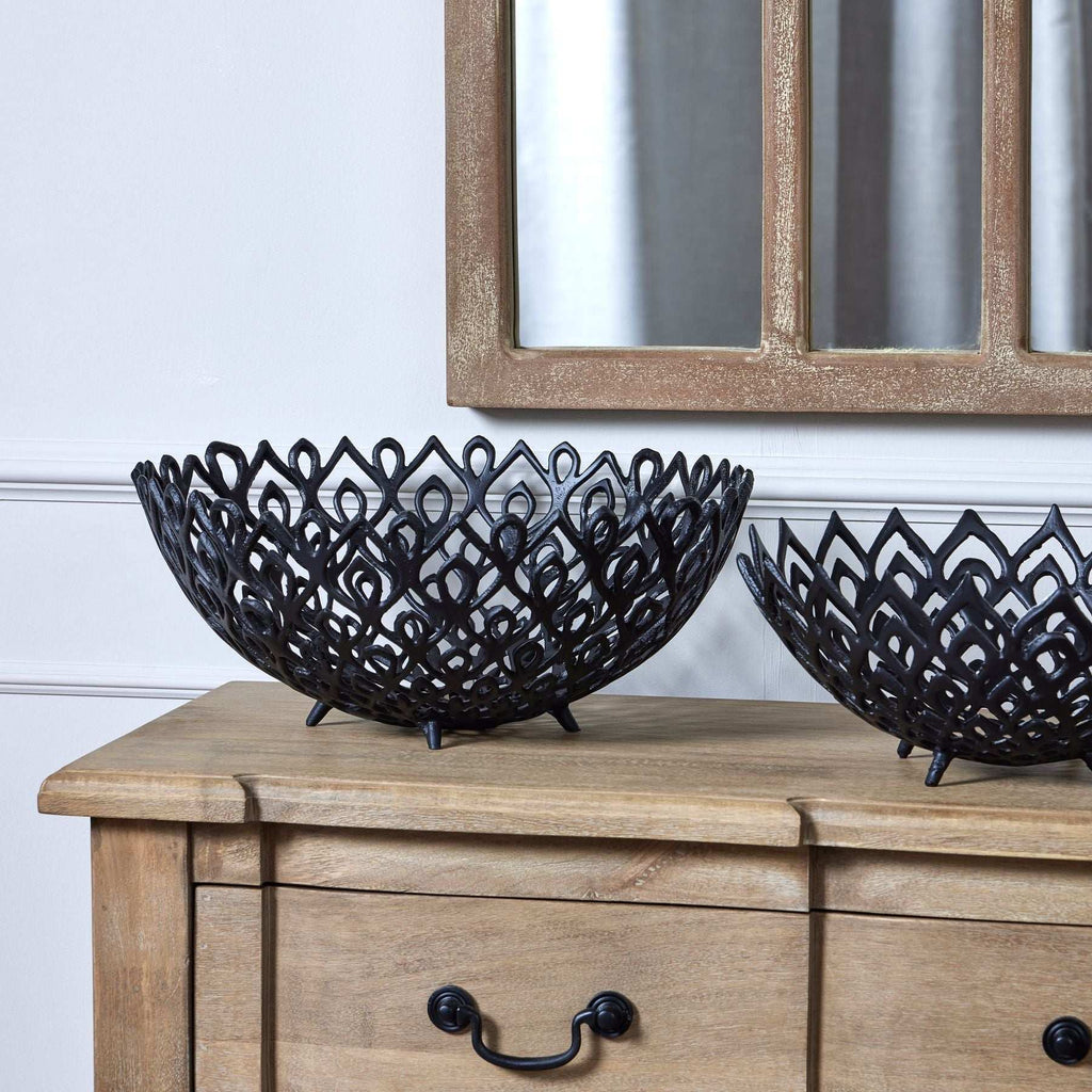 Shades 4 Seasons Lattice Bowl - Black Metal Centerpiece Shades 4 Seasons
