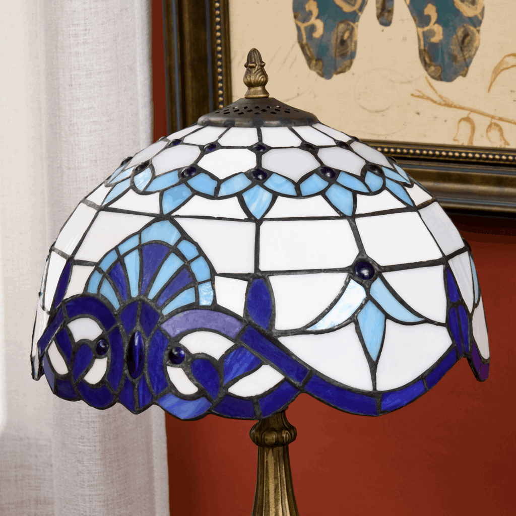 HOMCOM Stained Glass Table Lamp, for Bedroom Bedside, Bulb not Included HOMCOM