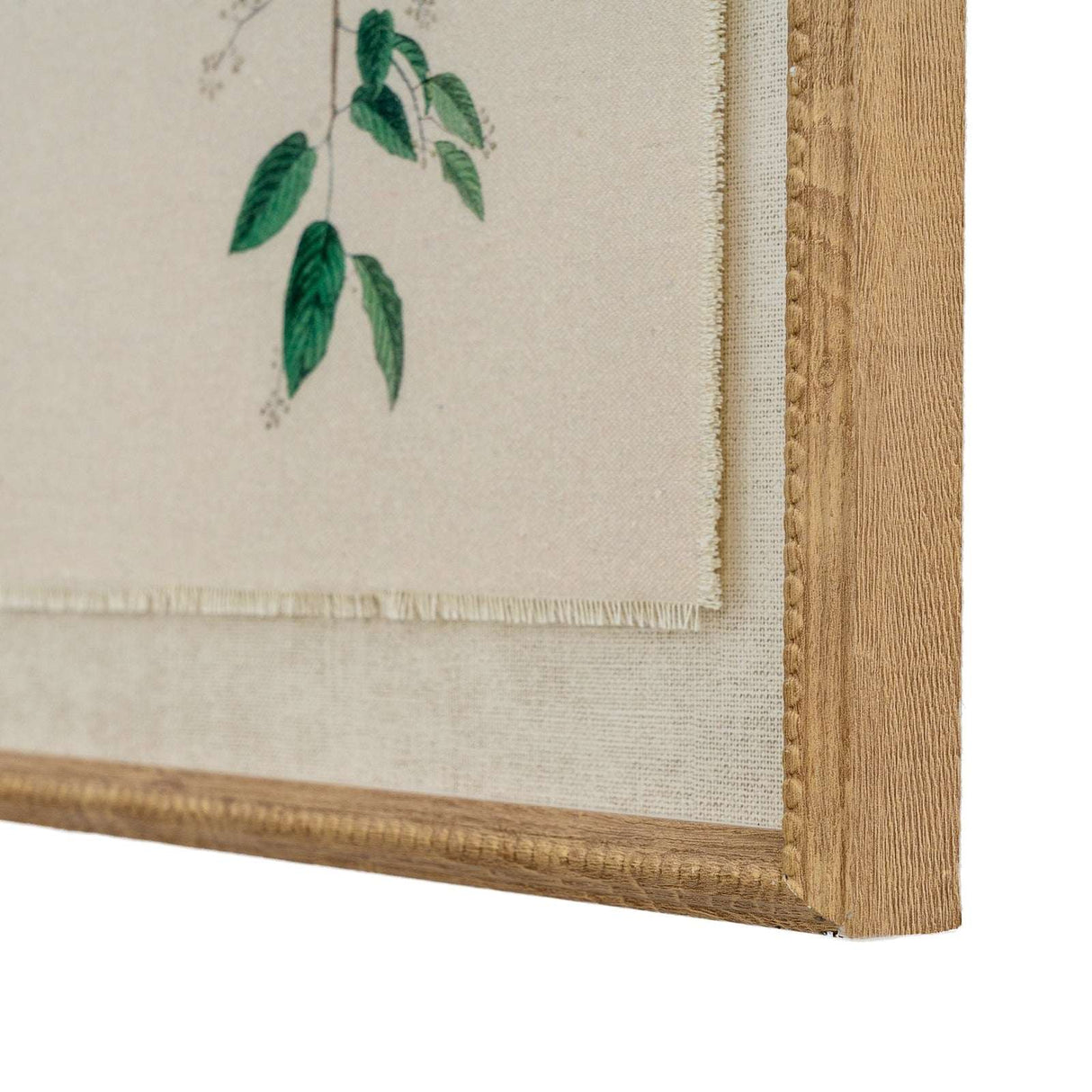Framed artwork on linen featuring detailed green leaves for stylish home decor