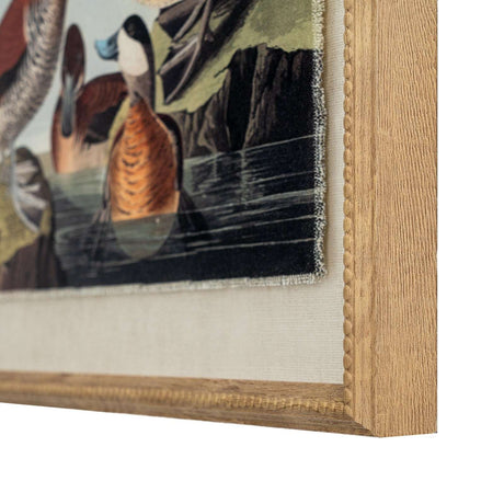 Detailed view of framed Artwork On Linen featuring vibrant wildlife scenes and rich colours