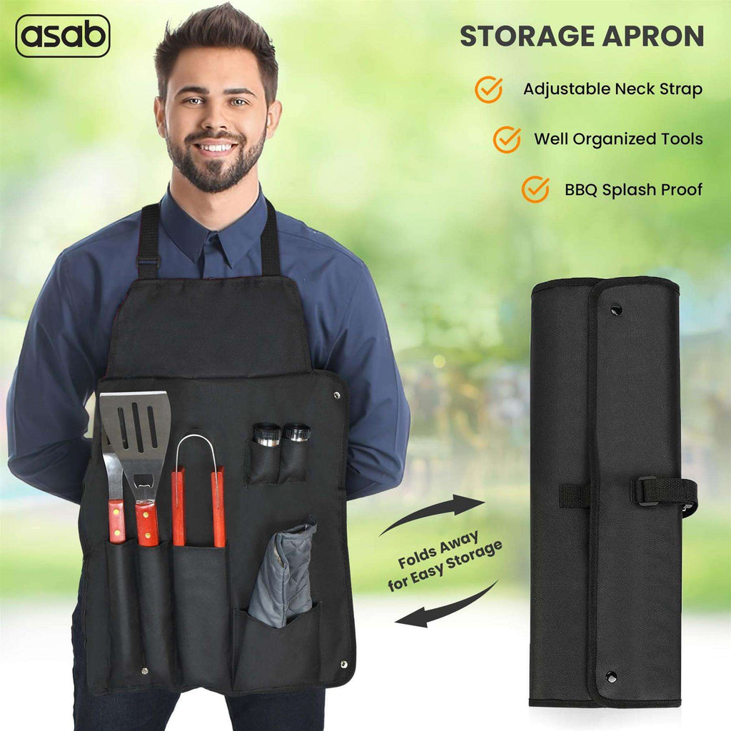 Unbranded 7-Piece BBQ Tools Set - Apron Bag & Mitt Unbranded
