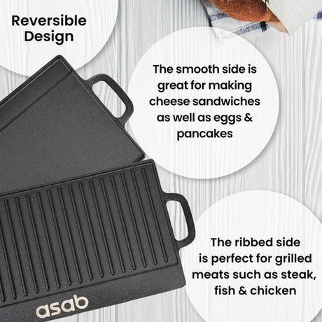 Non-Stick 16" Cast Iron Reversible Griddle Plate Unbranded