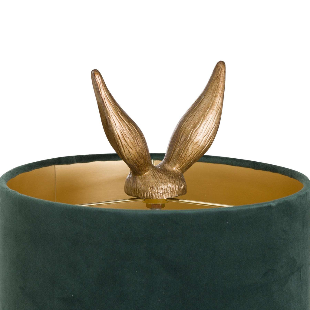 Antique Gold Hare Table Lamp With Green Velvet Shade Shades 4 Seasons