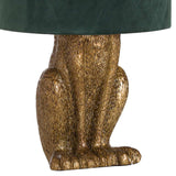 Antique Gold Hare Table Lamp With Green Velvet Shade Shades 4 Seasons