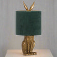 Antique Gold Hare Table Lamp With Green Velvet Shade GOLD RESIN Shades 4 Seasons