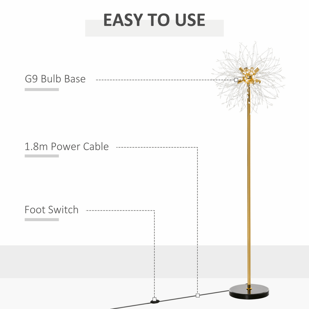 HOMCOM Modern Floor Lamp with Dandelion-like Lampshade for Bedroom HOMCOM