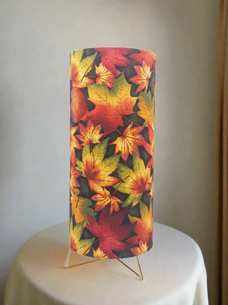 Autumn Maple Leaves Fabric Handmade Table / Bedside Lamp No Electricals Shades 4 Seasons