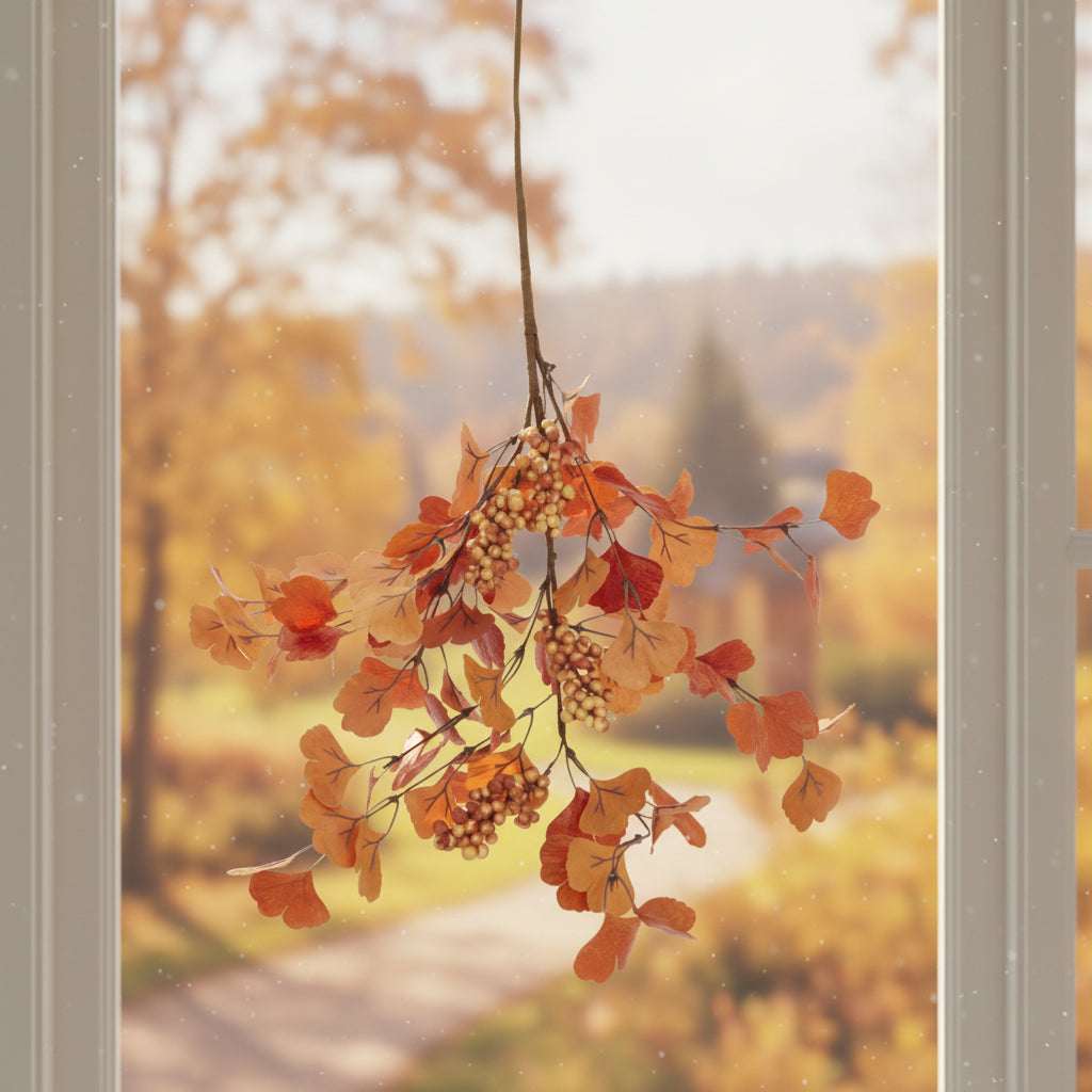 Shades 4 Seasons Autumn Spray with vibrant orange leaves and berries for seasonal decor