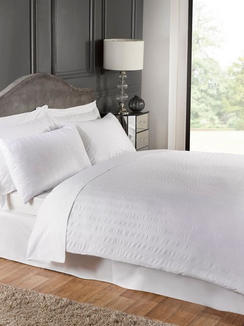Seersucker White polycotton duvet cover set Bellissimo Home