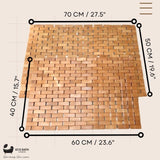 Eco Bath London Bamboo Bath Mat with natural wood finish and dimensions of 70cm by 50cm