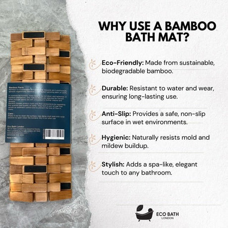 Eco Bath London Bamboo Bath Mat with an eco-friendly design and non-slip surface for stylish bathrooms