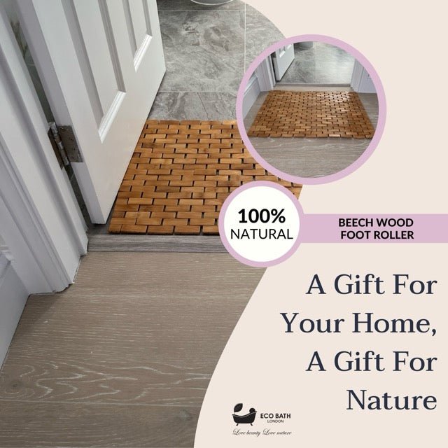 Eco Bath London Bamboo Bath Mat with natural beech wood design for a stylish bathroom