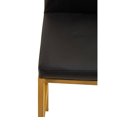 Orsina Bar Chair with a sleek black seat and gold metal legs, perfect for modern bar seating