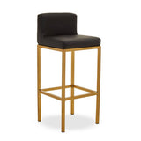 Orsina Bar Chair with Black Leather Seat and Gold Metal Frame for Stylish Bar Seating