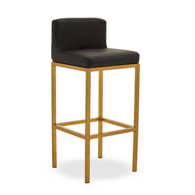 Orsina Bar Chair with Black Leather Seat and Gold Metal Frame for Stylish Bar Seating