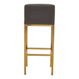 Orsina Bar Chair with a sleek grey seat and gold metal frame for stylish bar seating