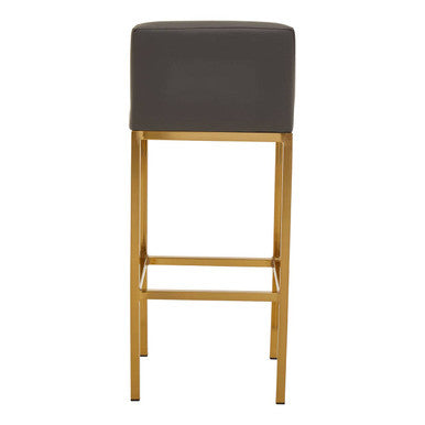 Orsina Bar Chair with a sleek grey seat and gold metal frame for stylish bar seating