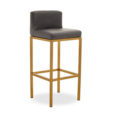 Orsina Bar Chair in grey with gold metal legs for stylish bar seating