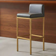 Orsina Bar Chair with a sleek grey seat and gold metal frame for modern bar seating